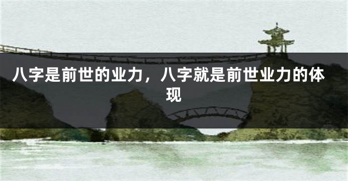 八字是前世的业力，八字就是前世业力的体现