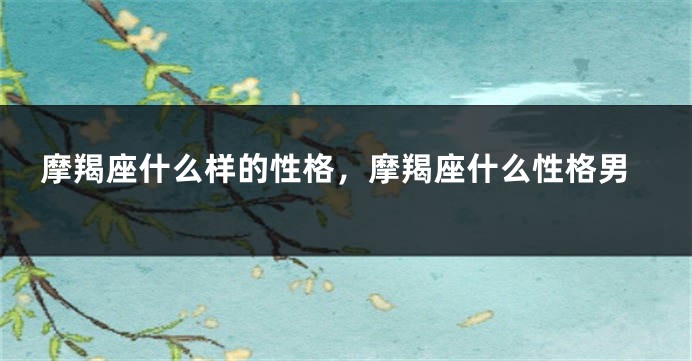 摩羯座什么样的性格，摩羯座什么性格男