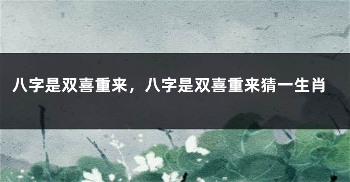 八字是双喜重来，八字是双喜重来猜一生肖