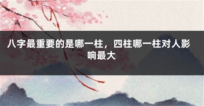 八字最重要的是哪一柱，四柱哪一柱对人影响最大