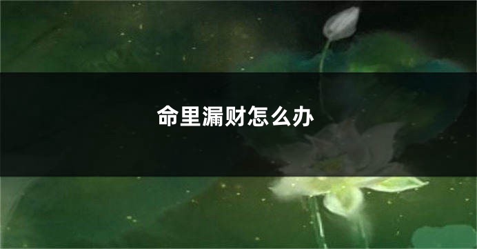 命里漏财怎么办