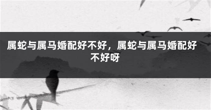 属蛇与属马婚配好不好，属蛇与属马婚配好不好呀