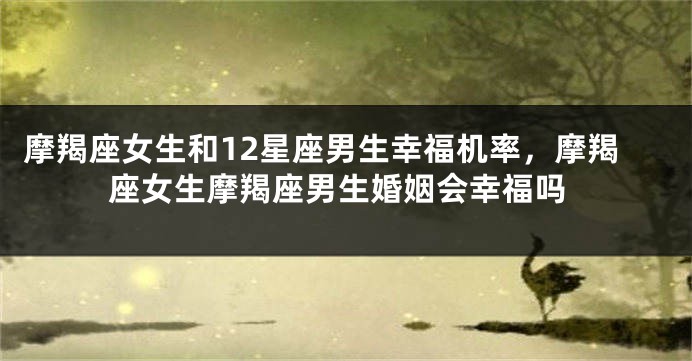 摩羯座女生和12星座男生幸福机率，摩羯座女生摩羯座男生婚姻会幸福吗