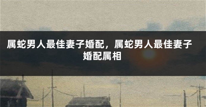 属蛇男人最佳妻子婚配，属蛇男人最佳妻子婚配属相