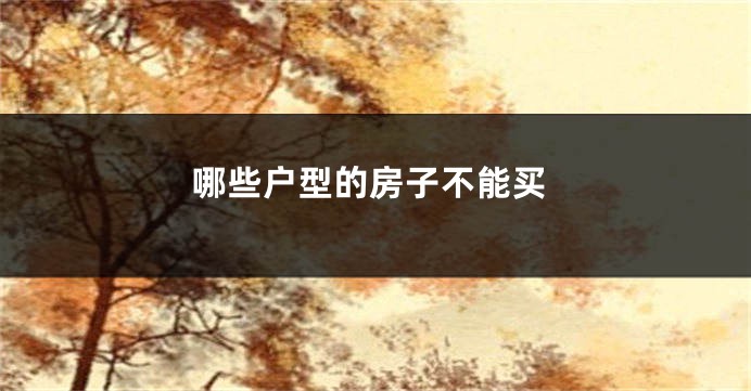 哪些户型的房子不能买