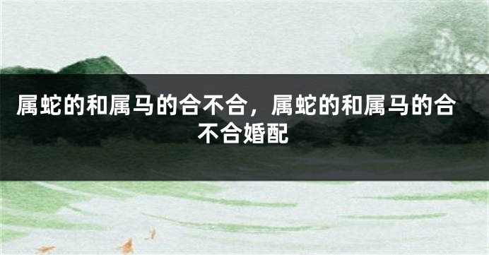 属蛇的和属马的合不合，属蛇的和属马的合不合婚配