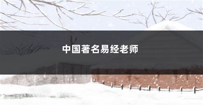 中国著名易经老师