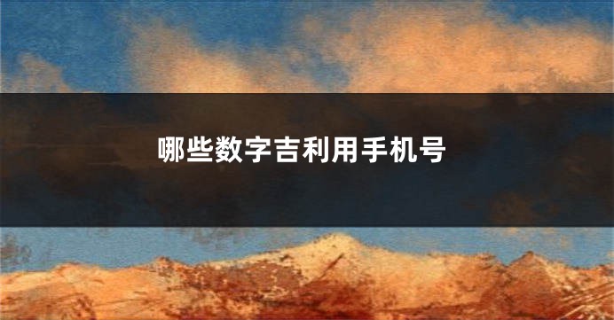 哪些数字吉利用手机号