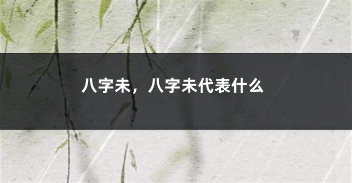 八字未，八字未代表什么