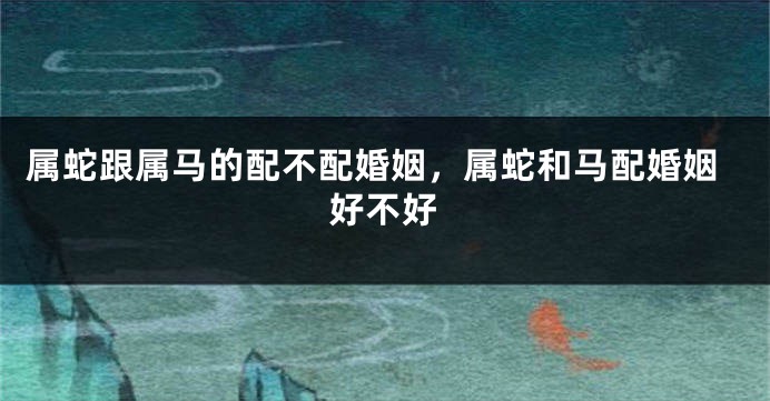 属蛇跟属马的配不配婚姻，属蛇和马配婚姻好不好