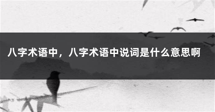 八字术语中，八字术语中说词是什么意思啊