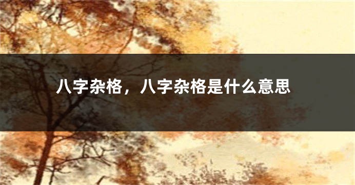 八字杂格，八字杂格是什么意思