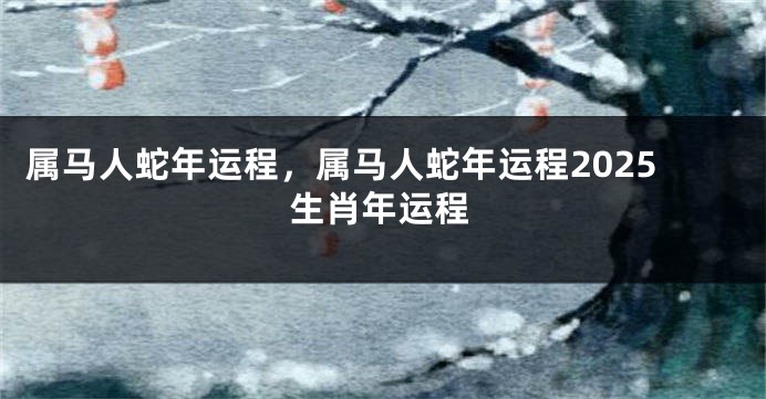 属马人蛇年运程，属马人蛇年运程2025生肖年运程