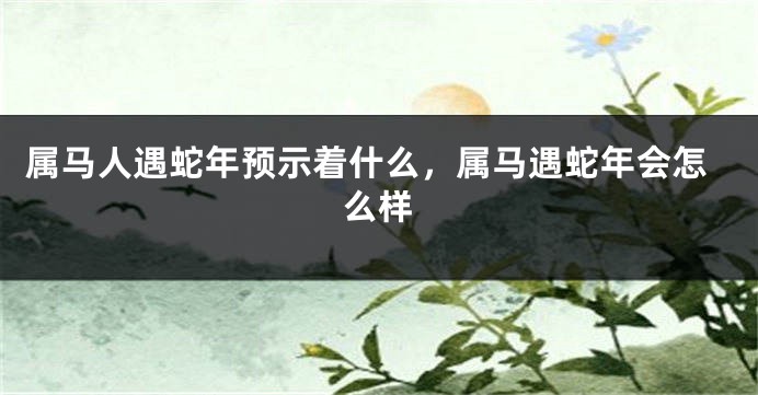 属马人遇蛇年预示着什么，属马遇蛇年会怎么样