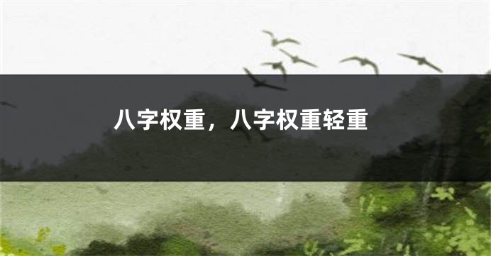 八字权重，八字权重轻重