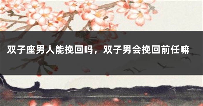 双子座男人能挽回吗，双子男会挽回前任嘛