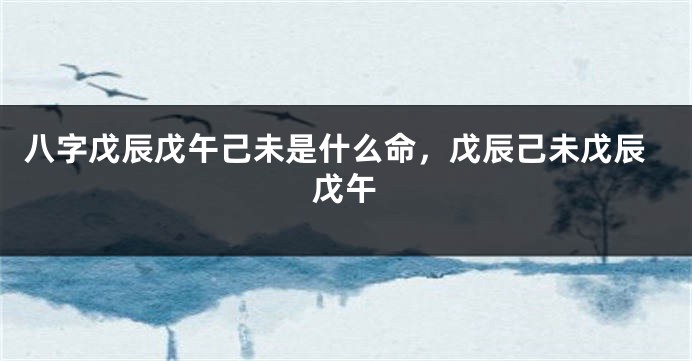 八字戊辰戊午己未是什么命，戊辰己未戊辰戊午