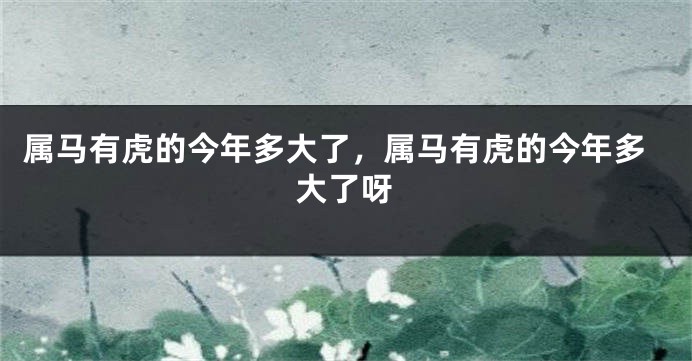 属马有虎的今年多大了，属马有虎的今年多大了呀
