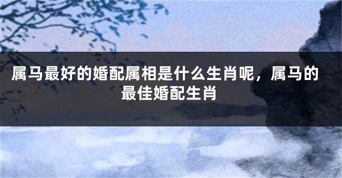属马最好的婚配属相是什么生肖呢，属马的最佳婚配生肖