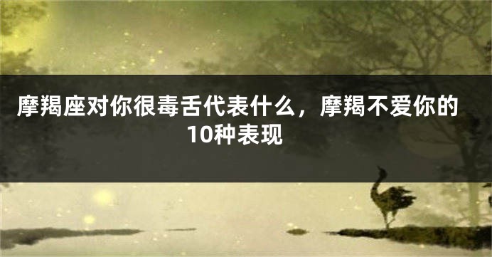 摩羯座对你很毒舌代表什么，摩羯不爱你的10种表现
