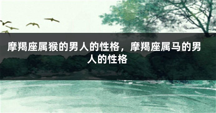 摩羯座属猴的男人的性格，摩羯座属马的男人的性格