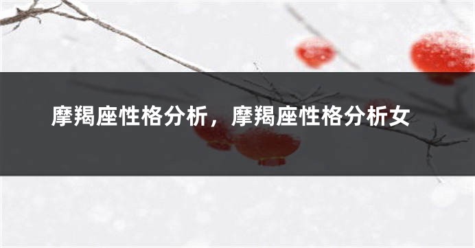 摩羯座性格分析，摩羯座性格分析女