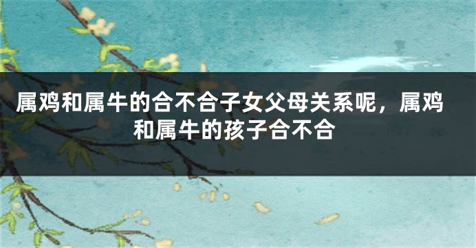 属鸡和属牛的合不合子女父母关系呢，属鸡和属牛的孩子合不合