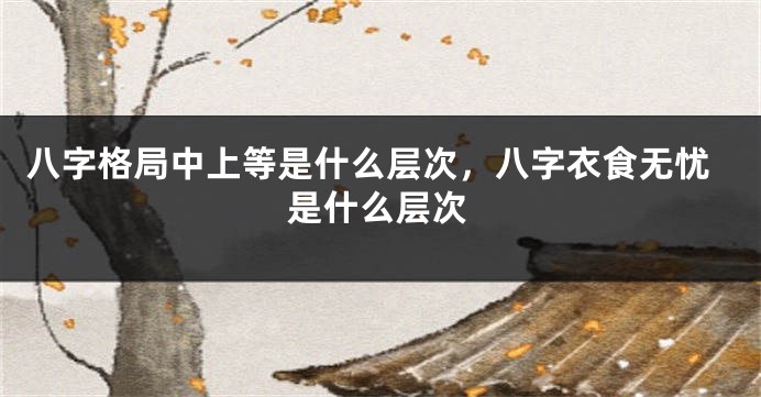 八字格局中上等是什么层次，八字衣食无忧是什么层次