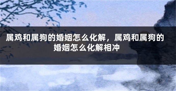 属鸡和属狗的婚姻怎么化解，属鸡和属狗的婚姻怎么化解相冲