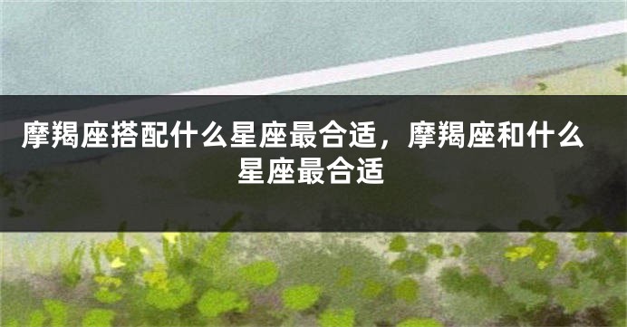摩羯座搭配什么星座最合适，摩羯座和什么星座最合适