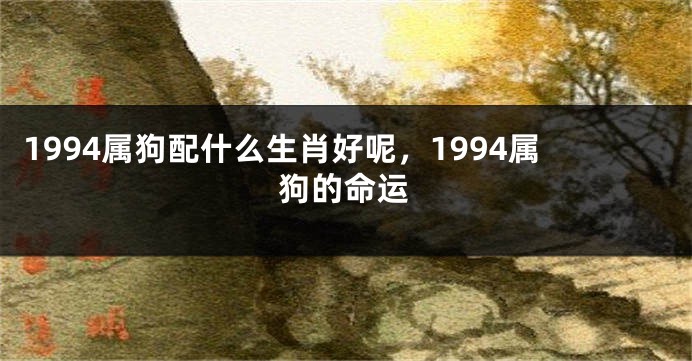 1994属狗配什么生肖好呢，1994属狗的命运