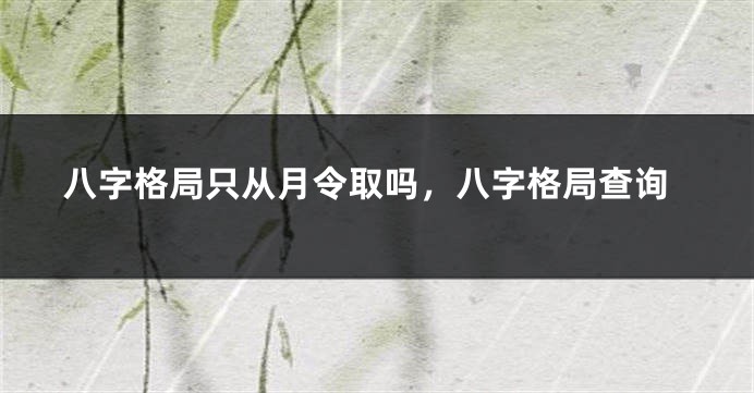 八字格局只从月令取吗，八字格局查询