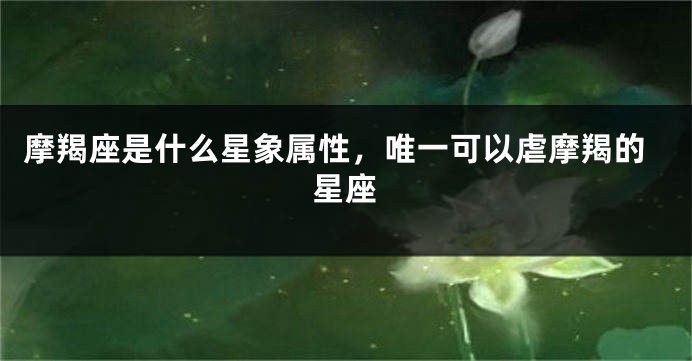 摩羯座是什么星象属性，唯一可以虐摩羯的星座