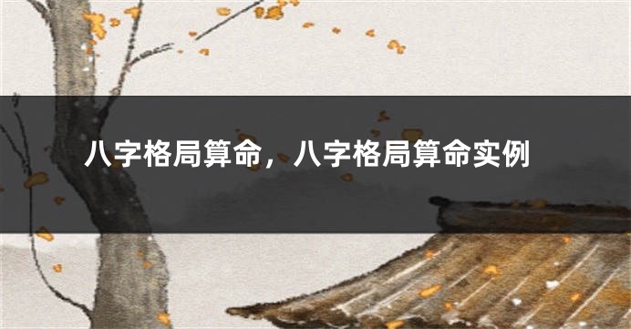 八字格局算命，八字格局算命实例