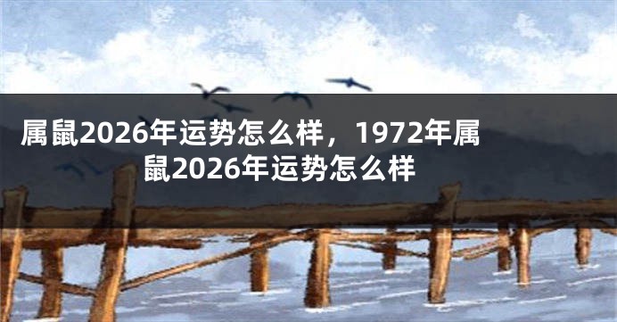 属鼠2026年运势怎么样，1972年属鼠2026年运势怎么样