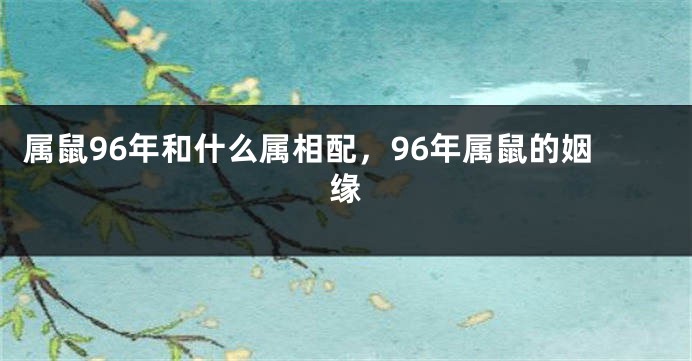 属鼠96年和什么属相配，96年属鼠的姻缘