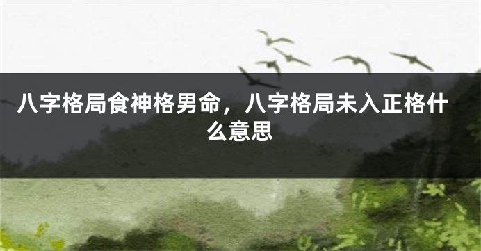 八字格局食神格男命，八字格局未入正格什么意思