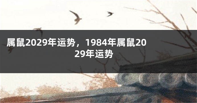 属鼠2029年运势，1984年属鼠2029年运势