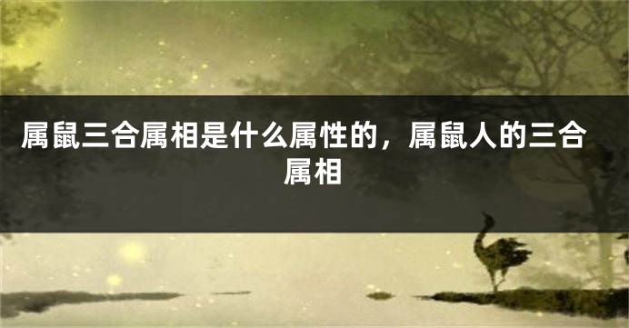 属鼠三合属相是什么属性的，属鼠人的三合属相