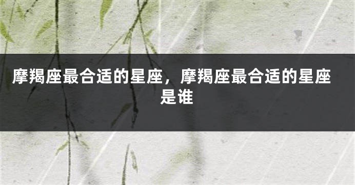 摩羯座最合适的星座，摩羯座最合适的星座是谁