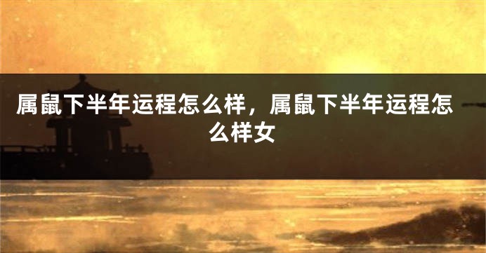属鼠下半年运程怎么样，属鼠下半年运程怎么样女