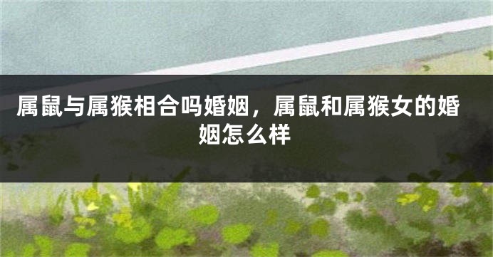 属鼠与属猴相合吗婚姻，属鼠和属猴女的婚姻怎么样