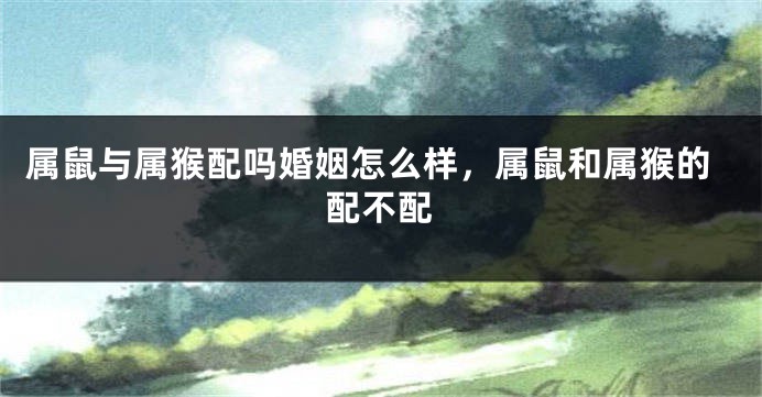属鼠与属猴配吗婚姻怎么样，属鼠和属猴的配不配