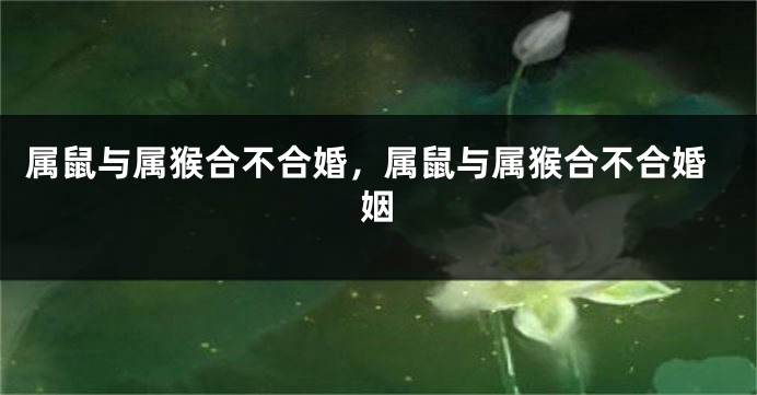 属鼠与属猴合不合婚，属鼠与属猴合不合婚姻