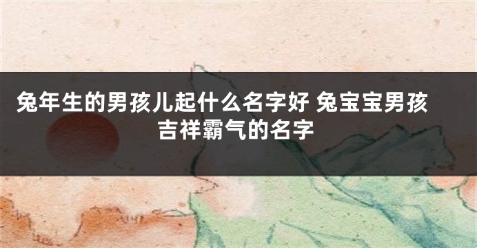 兔年生的男孩儿起什么名字好 兔宝宝男孩吉祥霸气的名字