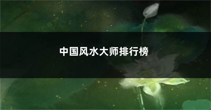 中国风水大师排行榜