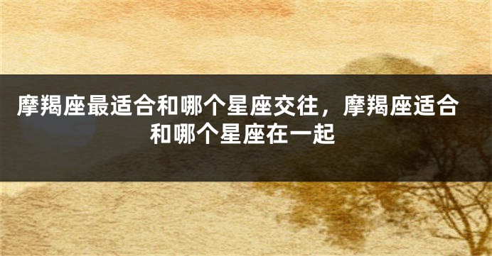 摩羯座最适合和哪个星座交往，摩羯座适合和哪个星座在一起