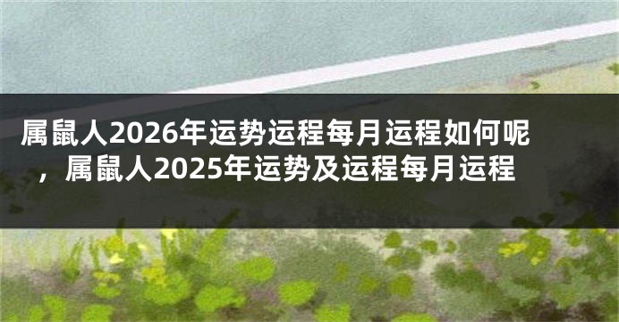 属鼠人2026年运势运程每月运程如何呢，属鼠人2025年运势及运程每月运程