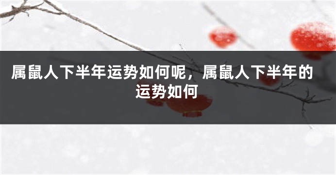 属鼠人下半年运势如何呢，属鼠人下半年的运势如何