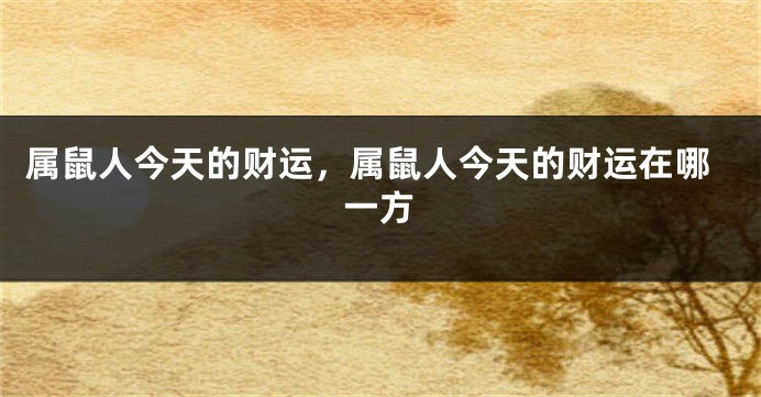 属鼠人今天的财运，属鼠人今天的财运在哪一方